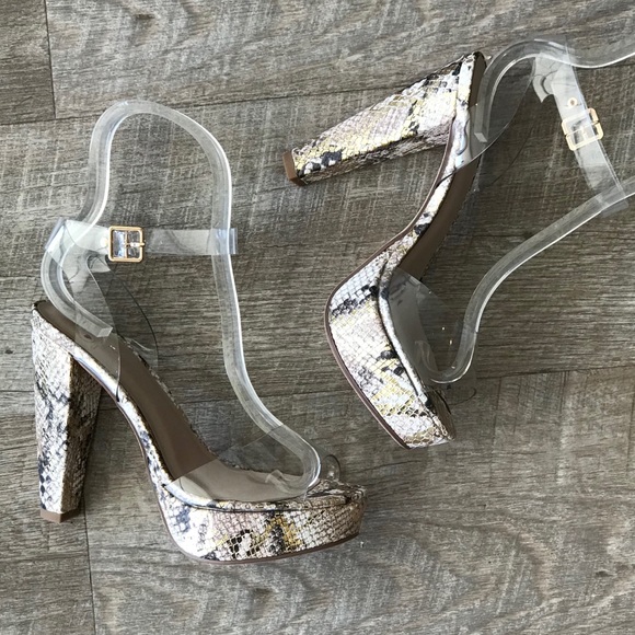 Python Snake Clear Strap Party Platform Heel - Picture 5 of 8
